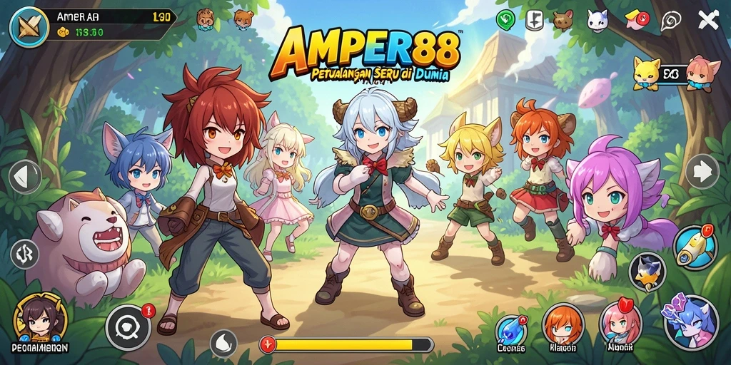 Tampilan gameplay AMPER88 yang memukau dan penuh warna.
