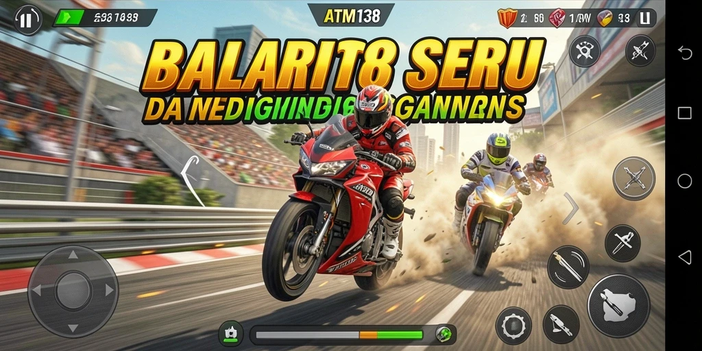 Tampilan menarik dari gameplay balap motor yang intens.