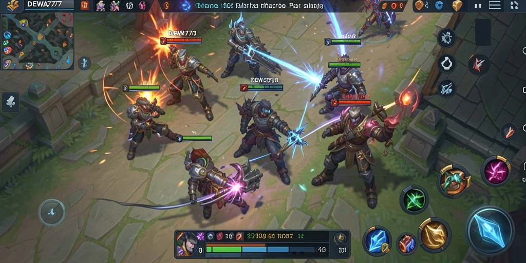 Gameplay seru DEWA777 dalam pertempuran MOBA.